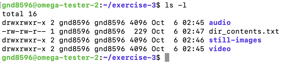 screenshot of command output